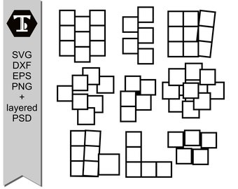 3x3 Photo Collage Frames SVG Bundle: DIY Clipart Templates (Digital Download)