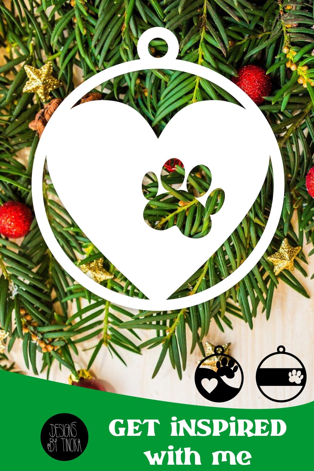 Paw print Christmas ornament SVG bundle. | Etsy