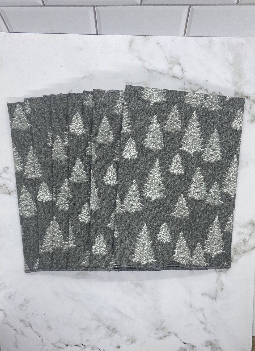 6 Pack 14x14 Cotton Single Ply Fabric Napkins Cotton Napkins Grey