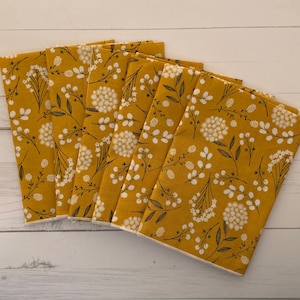 6 pack 14x14 cotton single ply fabric napkins table decor gold floral harvest cotton napkins napkins yellow mustard