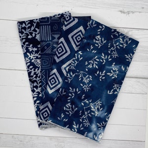 18X18 Navy Batik cotton fabric napkins Large napkins navy cloth napkins blue cotton napkins