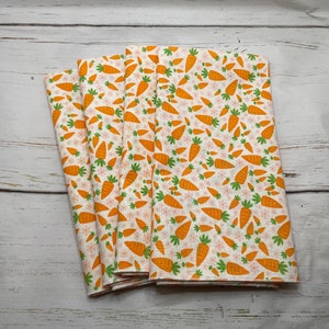 Easter cotton napkins cute carrot and flowers spring pastel Easter Decor Easter bunny Napkins