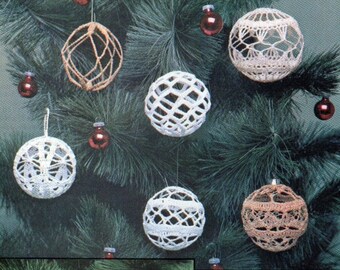 Christmas Balls Vintage Crochet Pattern, PDF Instant Digital Download, New Year Pattern three Ball ornaments, crocheted lace Ball Motifs