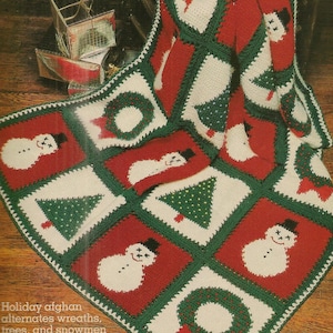 Crochet Afghan Pattern , Christmas Granny Square Blanket, Vintage PDF Instant Digital Download, New Year Granny Square Motifs