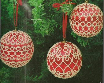 Vintage Tatting Patterns Christmas Balls, PDF Instant Digital Download, tatted New Year Ball, Shuttle Lace Tatting, victorian tatting motifs