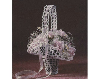 Crochet lace Basket PDF Pattern, PDF Instant Digital Download, Vintage Pattern of Holiday decoration, retro victorian wedding Motifs