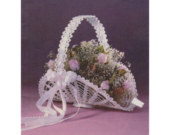 Crochet lace Basket PDF Pattern, PDF Instant Digital Download, Vintage Pattern of Holiday decoration, retro victorian wedding Motifs