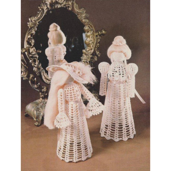 Vintage Crochet victorian Ladies Dolls pattern, PDF Instant Digital Download, Pattern of Christmas Angel, Victorian Crochet lace Motifs