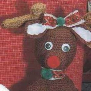 Christmas Reindeer crochet pattern, PDF Instant Digital Download, vintage amigurumi Toys Reindeer Rudolf, retro crochet Dolls pattern