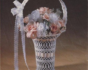 Crochet lace Basket PDF Pattern, PDF Instant Digital Download, Vintage Pattern of Christmas decoration, retro victorian wedding Motifs