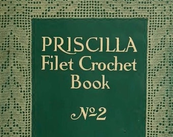 Filet Crochet Book 2, Vintage PDF Pattern Instant Digital Download, retro crochet e-Book Instructions Projects, filet Bag, Pillow, Doily