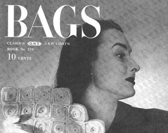 Crochet Bags eBook 1945 by Clark's ONT, Vintage PDF Pattern Instant Digital Download, retro crochet Handbags Projects, crocheted Bags PDF
