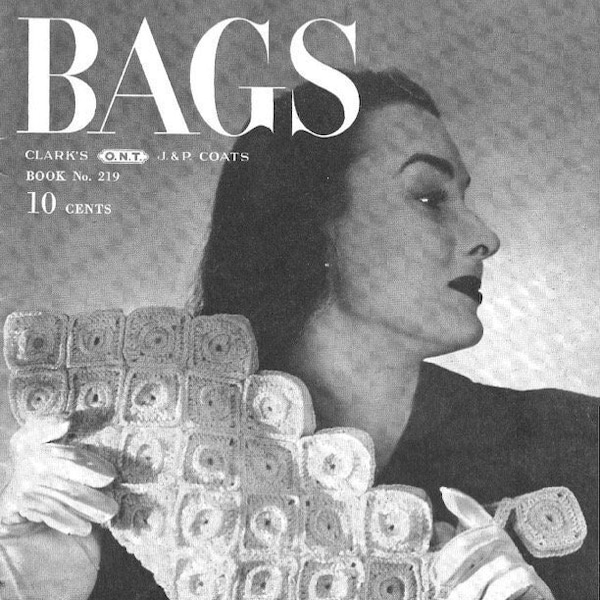 Crochet Bags eBook 1945 by Clark's ONT, Vintage PDF Pattern Instant Digital Download, retro crochet Handbags Projects, crocheted Bags PDF