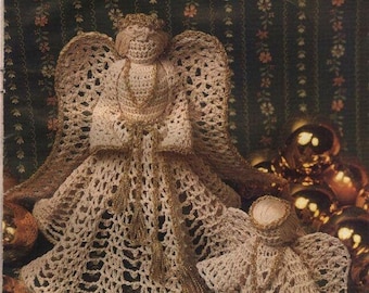 Vintage Crochet Patterns two lace Angels, PDF Instant Digital Download, Pattern of Christmas Angel decoration, Victorian Crochet lace Motifs