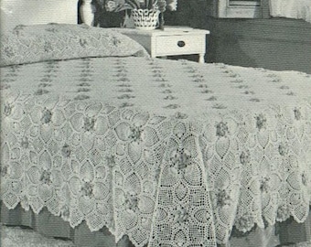 Modello copriletto all'uncinetto, PDF istantanea digitale all'uncinetto vintage, coperta vittoriana all'uncinetto, motivo nuziale all'uncinetto, copriletto in pizzo all'uncinetto