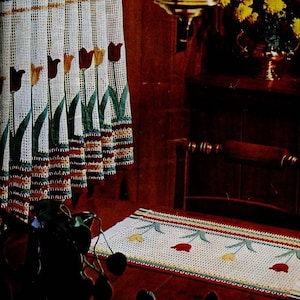 Vintage crochet Doily PDF, filet dinette Set: Place Mat and Curtain Pattern, PDF Instant Digital, crochet pattern, retro square Doily