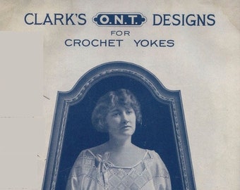 Vintage eBook Filet Crochet Yokes Pattern 1920, antique PDF Instant Digital Download, eBook Instruction, crochet ornament pattern