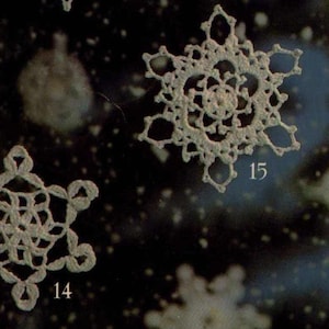 Crochet Snowflakes vintage Pattern, PDF Instant Digital Download, Christmas retro Pattern three Snowflakes, New Year Lace Snowflakes Motifs