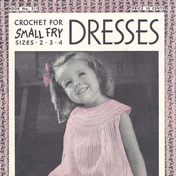 Vintage crochet girls Dresses Magazine PDF pattern 1944, PDF Pattern Instant Digital Download, retro crocheted baby Dress eBook Instructions