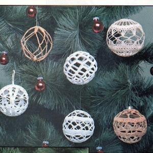 Christmas Balls Vintage Crochet Pattern, PDF Instant Digital Download, New Year Pattern three Ball ornaments, crocheted lace Ball Motifs