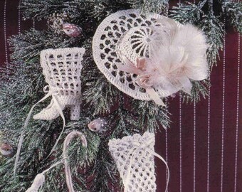 Vintage haakpatronen kant parasol, hoed, want, laars, PDF Instant Digital, kerstpatronen van Victoriaans haakwerk, bruiloft kantmotieven