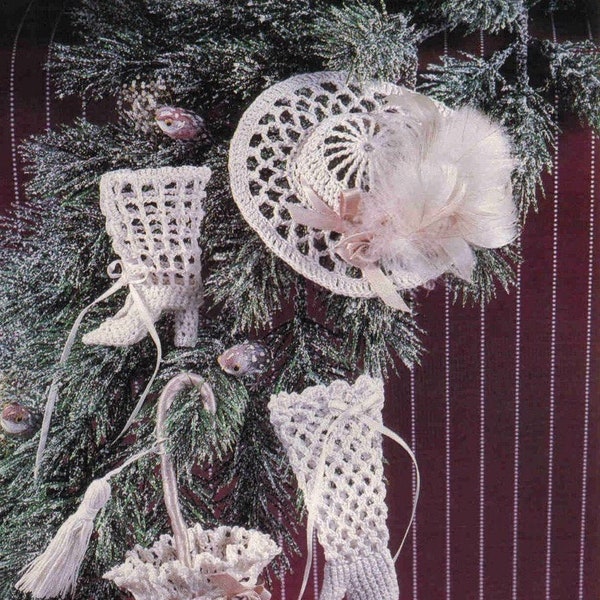 Vintage Crochet Patterns lace Parasol, Hat, Mitten, Boot, PDF Instant Digital, Christmas Patterns of Victorian Crochet, wedding lace Motifs