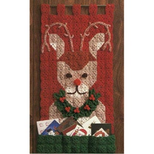 Gehäkelte Reideer Weihnachtskartenhalter Muster, Neujahr Wandbehänge, Weihnachten Oma Quadrat Motive, Vintage PDF sofortiger digitaler Download