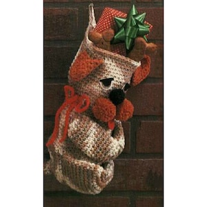 Christmas Stocking Crochet Pattern, Puppy Dog Stocking, vintage PDF Pattern, Retro PDF Instant Digital Download, Crochet Stocking pattern