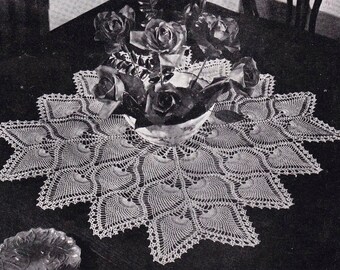 Crochet square pineapple Doily and Tablecloth Pattern, vintage PDF Instant Digital, retro Victorian ornament, Centerpiece Doily, lace Motif