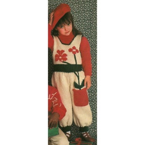 Knitting Children&#39;s Jumpsuit Pattern, holiday motif, vintage Retro PDF Instant Digital Download, knit baby Flowers sweater, Baby Jumper