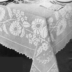 Filet crochet Tablecloth and Napkins Pattern, PDF Instant Digital, filet victorian crochet Afghan, wedding crochet Motif, Table Cloth