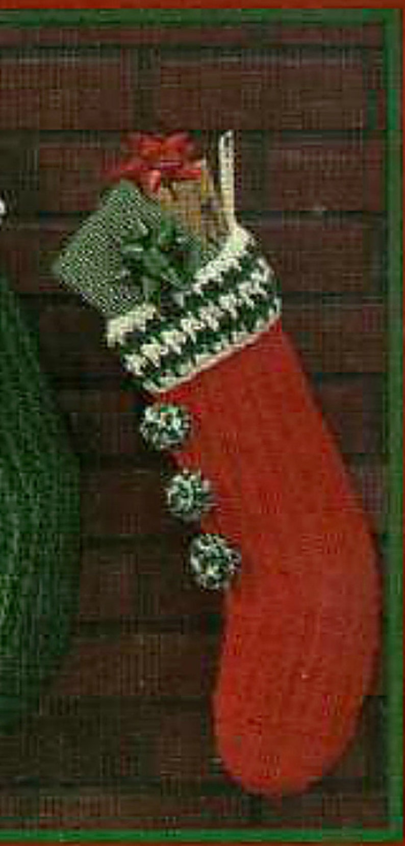 Christmas Stocking Crochet Pattern, Red & Green Stocking, Vintage PDF ...