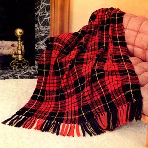 Vintage crochet Afghan Blanket Pattern, vintage PDF Instant Digital Download, weaving Blanket PDF, crochet checkered Blanket, 1950s