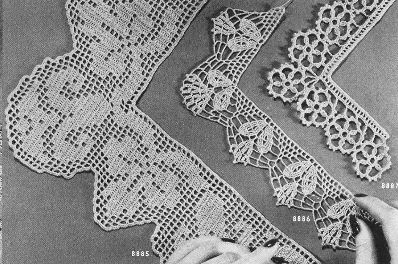 Vintage Filet Crochet Book 1943, Crochet Lace, Filet Crochet Edgings ...