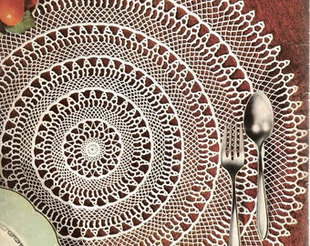 Crochet lace Doily Pattern, vintage PDF Instant Digital, retro pattern of Victorian Crochet ornament, wedding Motifs, round lace doily