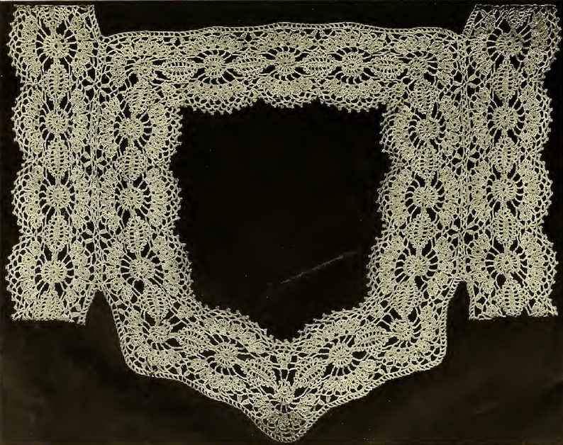 Antique Ebook Filet Crochet Yokes and Collars Pattern 20s, Vintage PDF