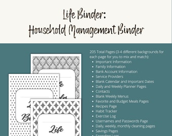 Life Binder Printable | Home Management Binder | Home Management Printables | Household Binder | Household Binder Printable