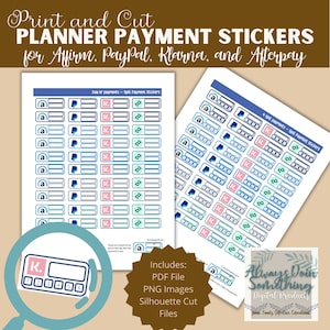 Gesplitste betalingstrackerstickers | Plannerstickers afdrukken en knippen | Afdrukbare betalingschecklist-trackerstickers
