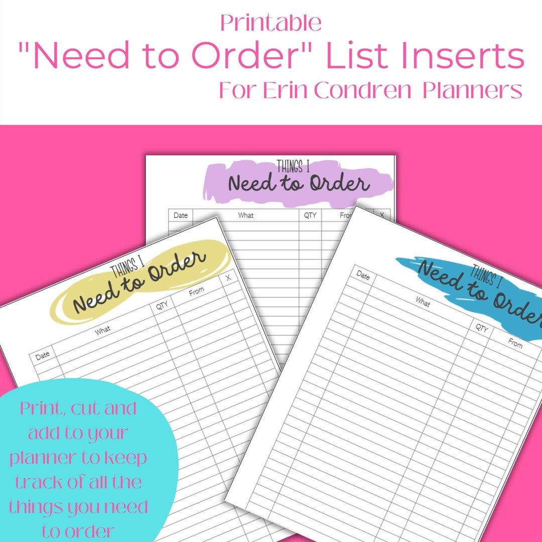 Erin Condren Planner Inserts | Inserts for Erin Condren Planners ...