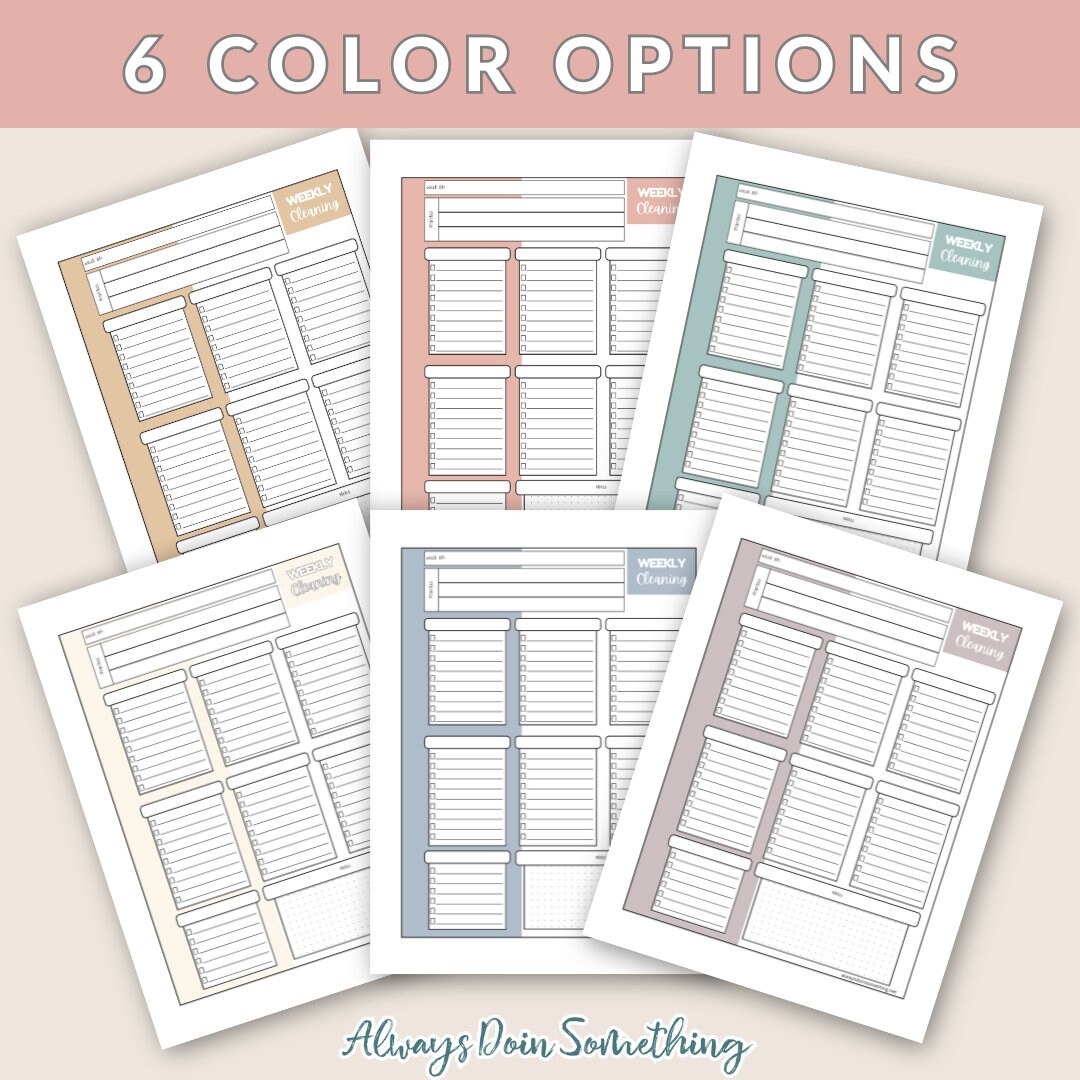 Printable Monthly, Weekly, & Daily Cleaning List Templates for Happy ...