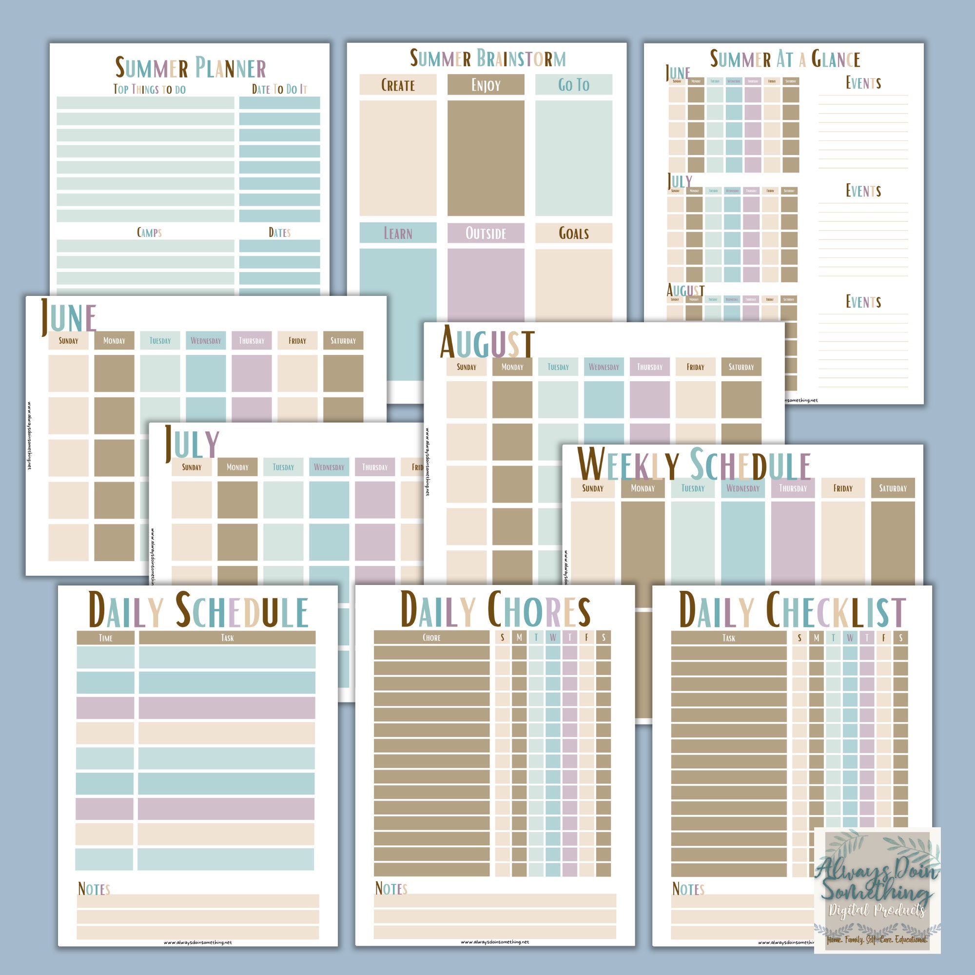 Summer Planner Printable | Summer Calendar | Summer Checklists | Summer ...