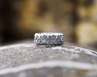 Silver Organic Sculpted Filigree Ring | Inspired by Nature | 8.5mm | Pure Silver Ring | Handmade | Mother's Day | Size J |  Mothers Day