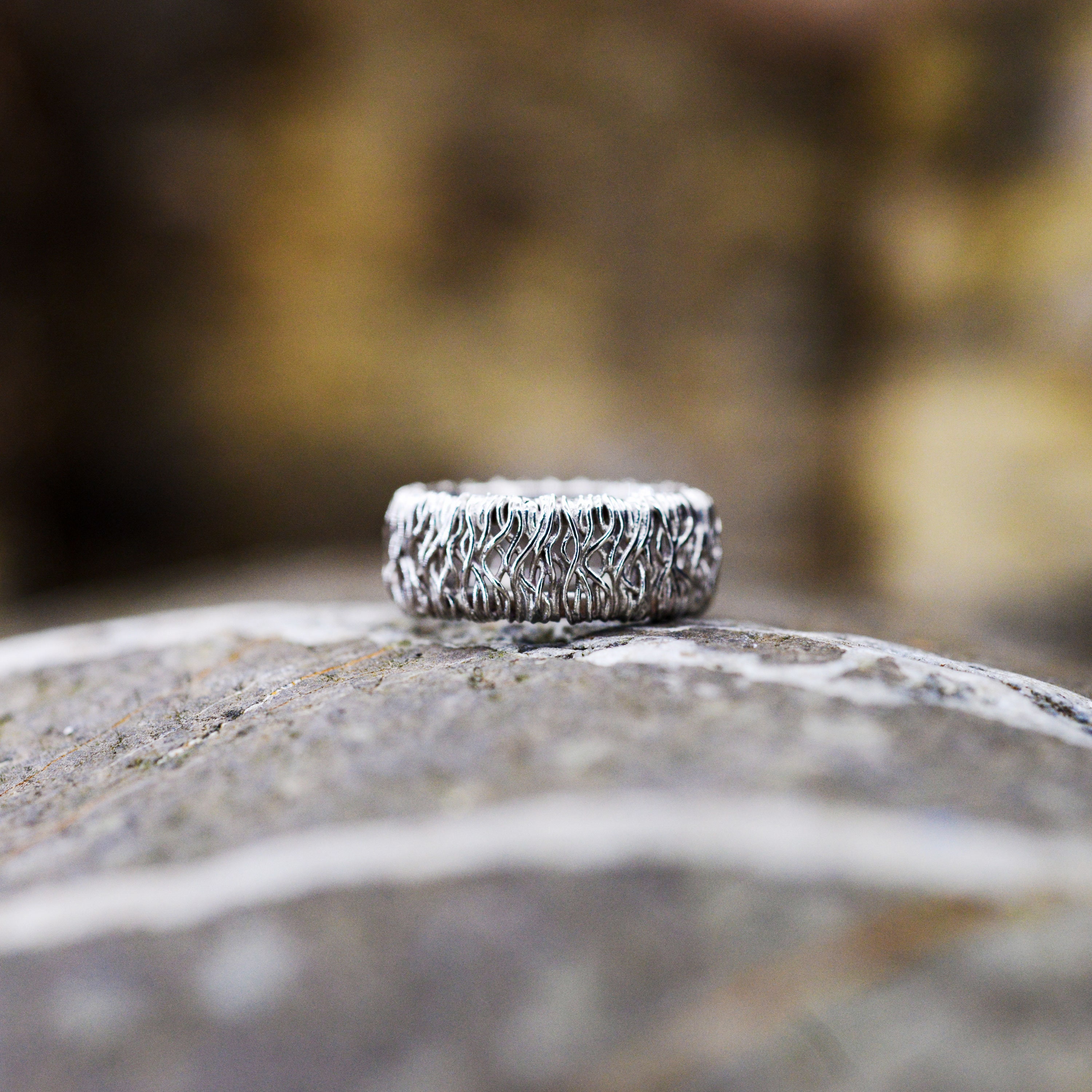 Silver Organic Sculpted Filigree Ring Inspired by Nature 