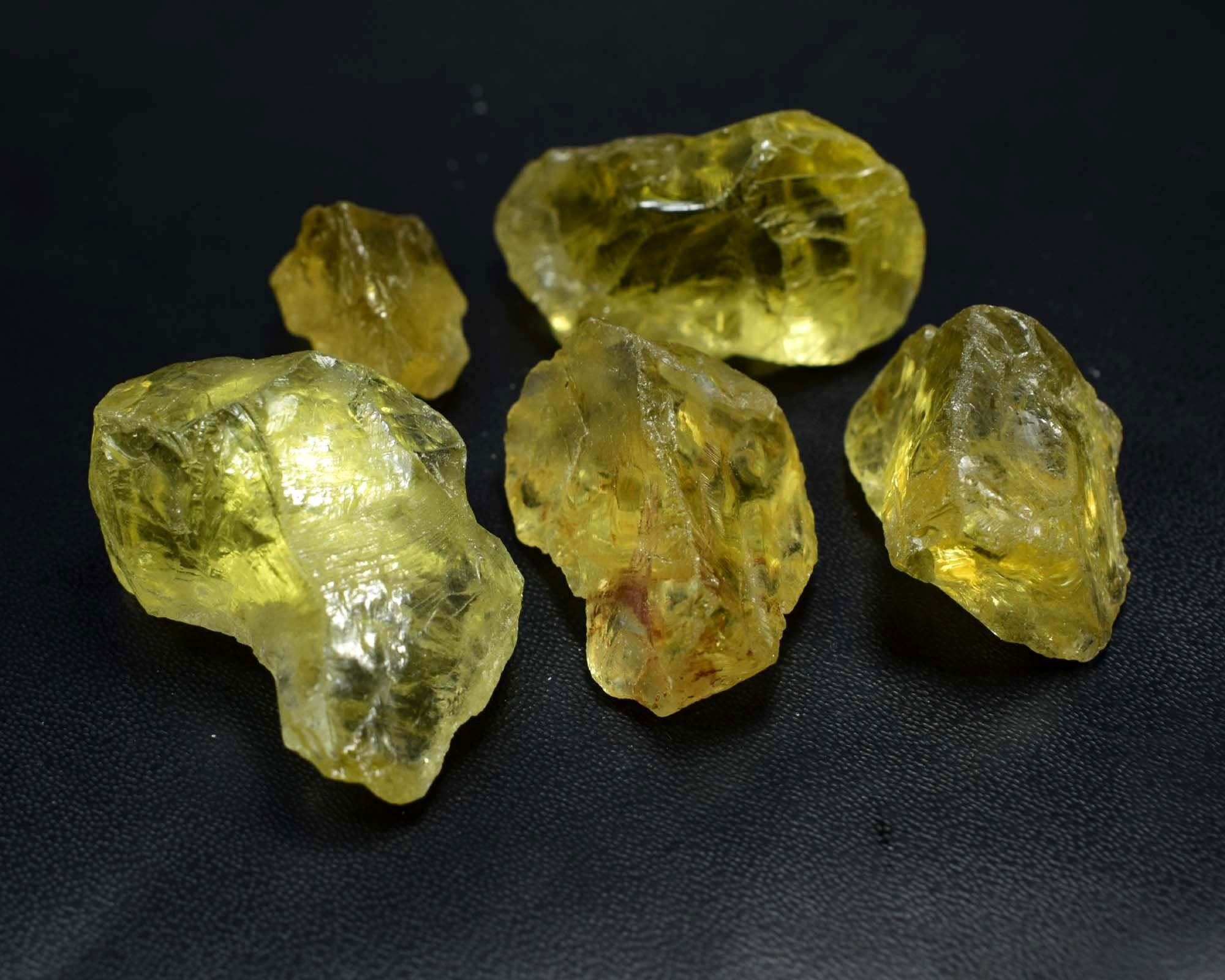5Pcs Natural Lemon Quartz Rough Gemstone Yellow Rough Etsy