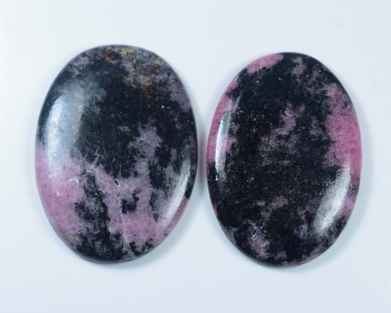 Craft Supplies Natural Rhodonite Cabochon Gemstone For Jewelry 2 Pcs 73Cts 33x25x4-33x23x3mm #441 Rhodonite cabochon Jewelry Making
