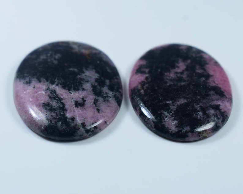 Craft Supplies Natural Rhodonite Cabochon Gemstone For Jewelry 2 Pcs 73Cts 33x25x4-33x23x3mm #441 Rhodonite cabochon Jewelry Making