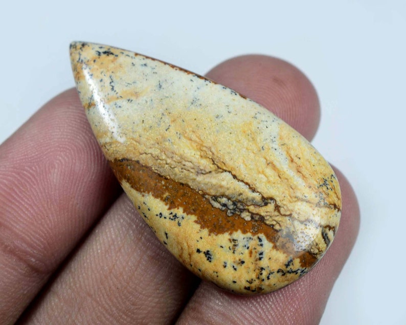 Natural Picture Jasper Pear Shape Cabochon Picture Jasper Gemstone Picture Jasper Gemstone 42Cts 44x22x5mm #538