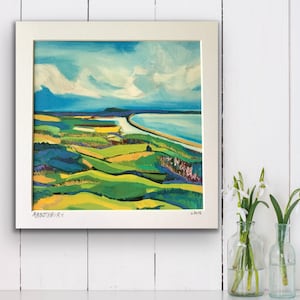 ABBOTSBURY, Fine Art Print, HAND SIGNED, Gift, Mounted, Dorset, Chesil Beach, Oil Painting, Weymouth, Portland, Anniversary, Holiday, Beach