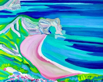 Durdle Door, Dorset, Oil Painting, HAND SIGNED, Print, Jurassic Coast, Gift For Her, Anniversary, Wedding, Birthday, Holiday