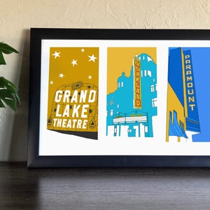 Theater Triplet | Oakland, CA | Poster | Bay Area| landmarks | Grand Lake Theatre | Fox Theater | Paramount Theater